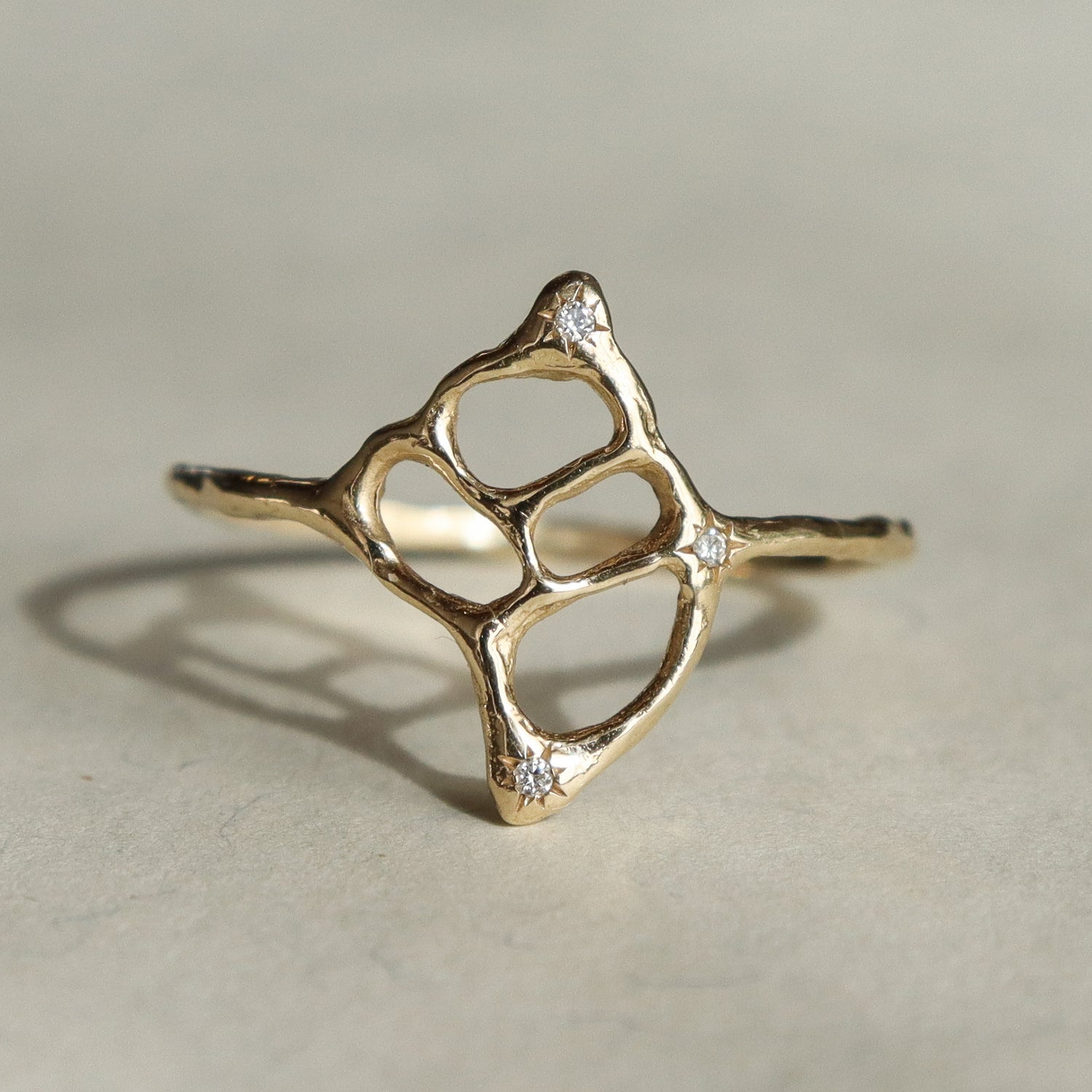 The Sacred Sea | 14k Gold Conch Shell Ring with Diamonds