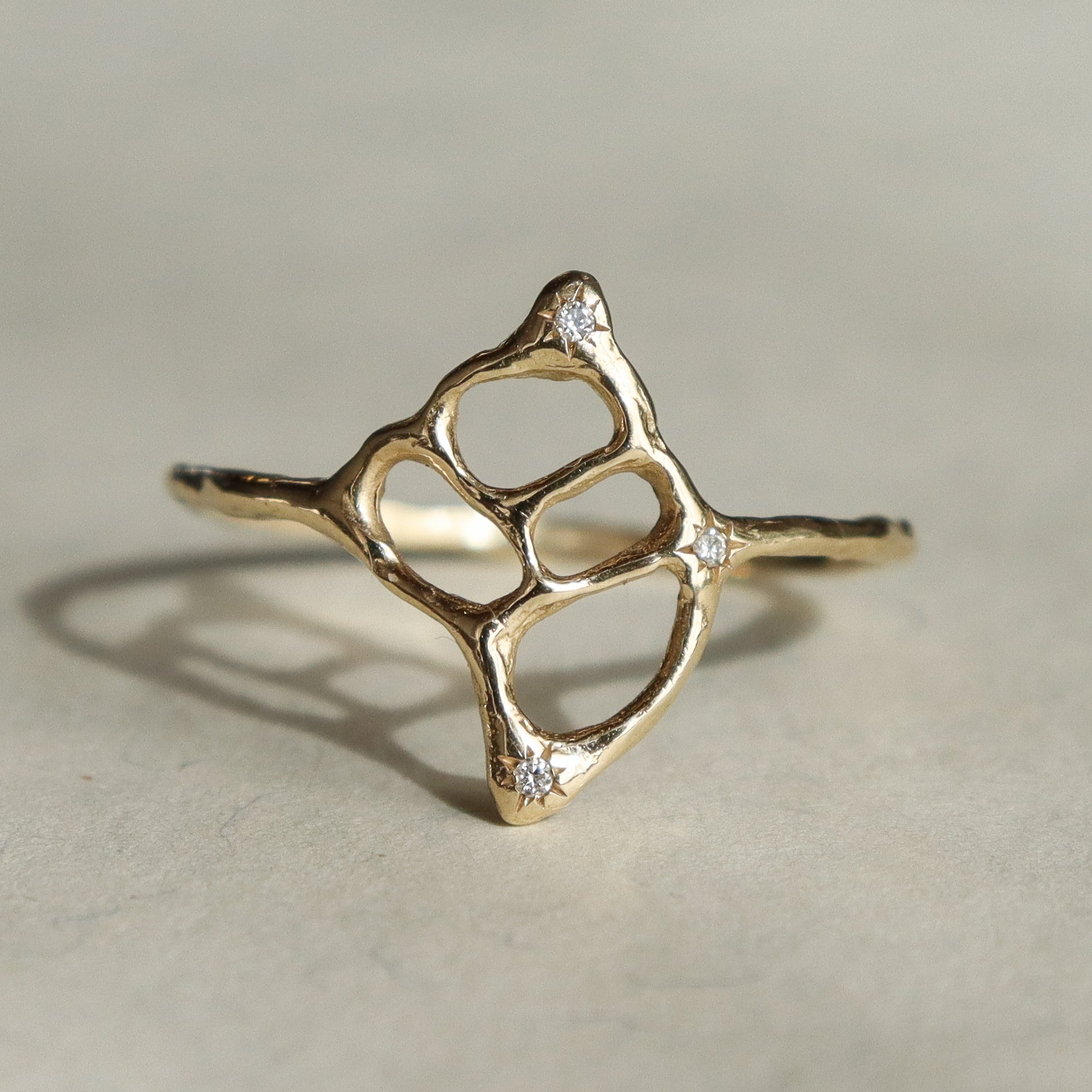 The Sacred Sea | 14k Gold Conch Shell Ring with Diamonds – From Isla