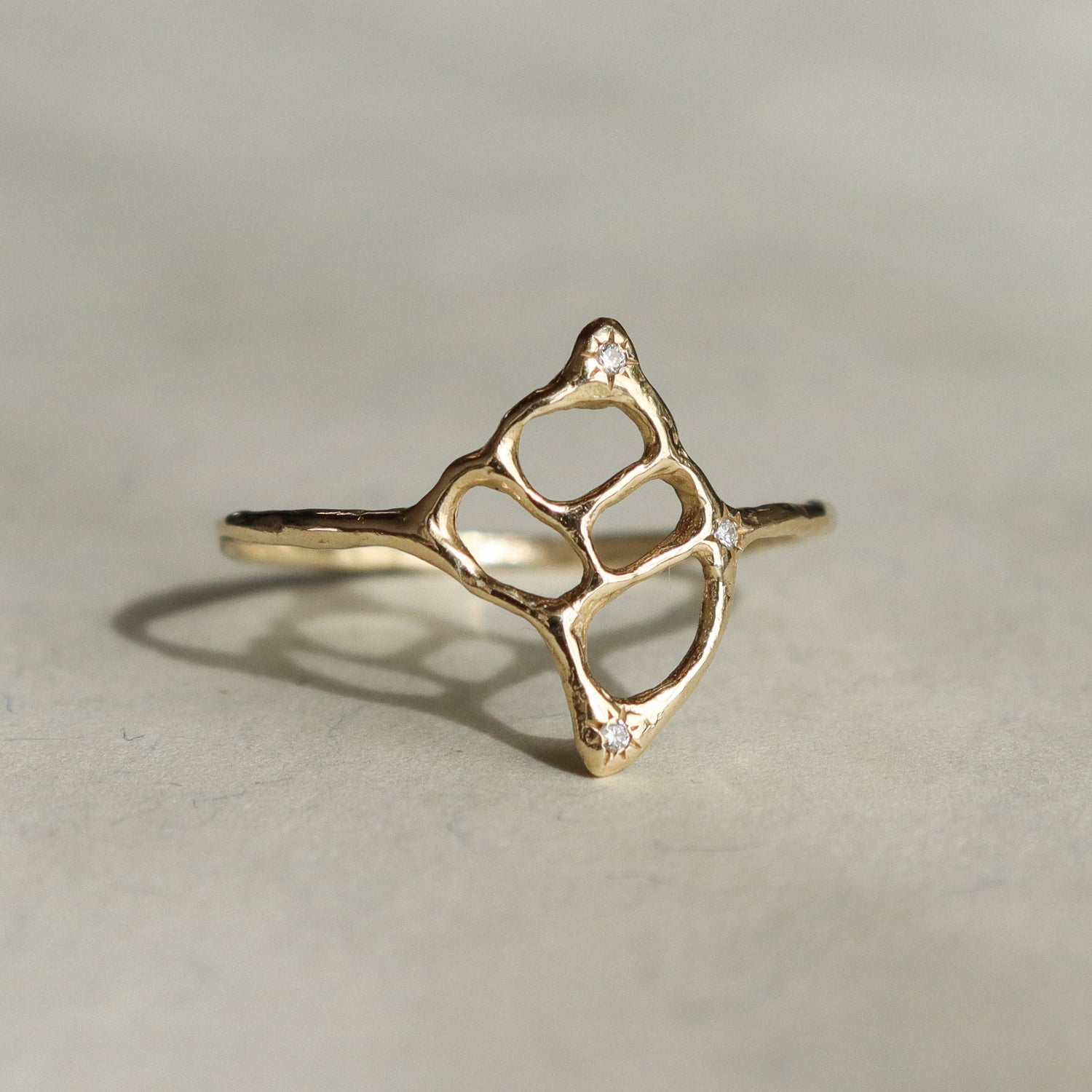 The Sacred Sea | 14k Gold Conch Shell Ring with Diamonds