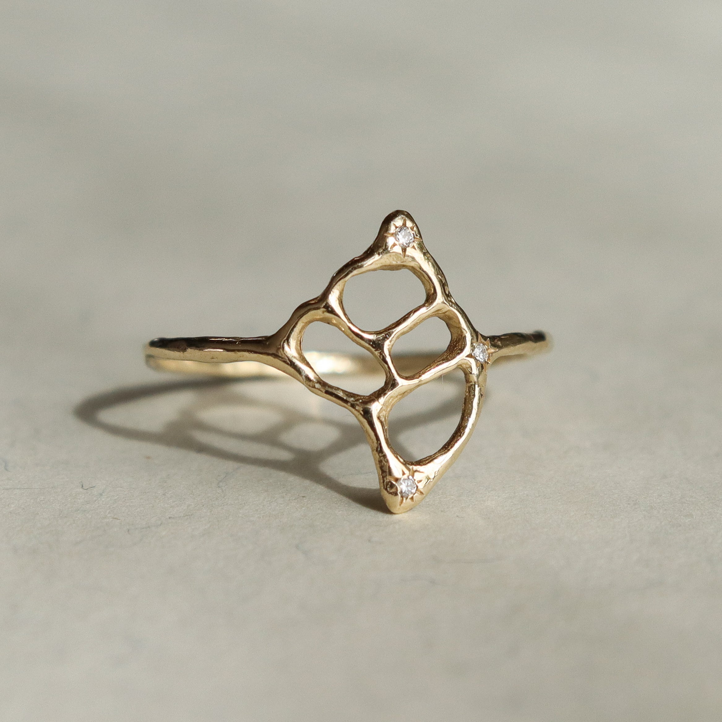 The Sacred Sea | 14k Gold Conch Shell Ring with Diamonds