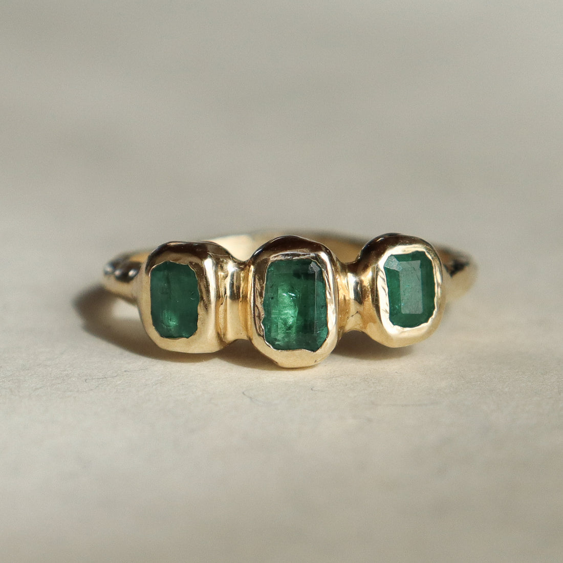 Trio Ring | Emeralds, 14k Gold,