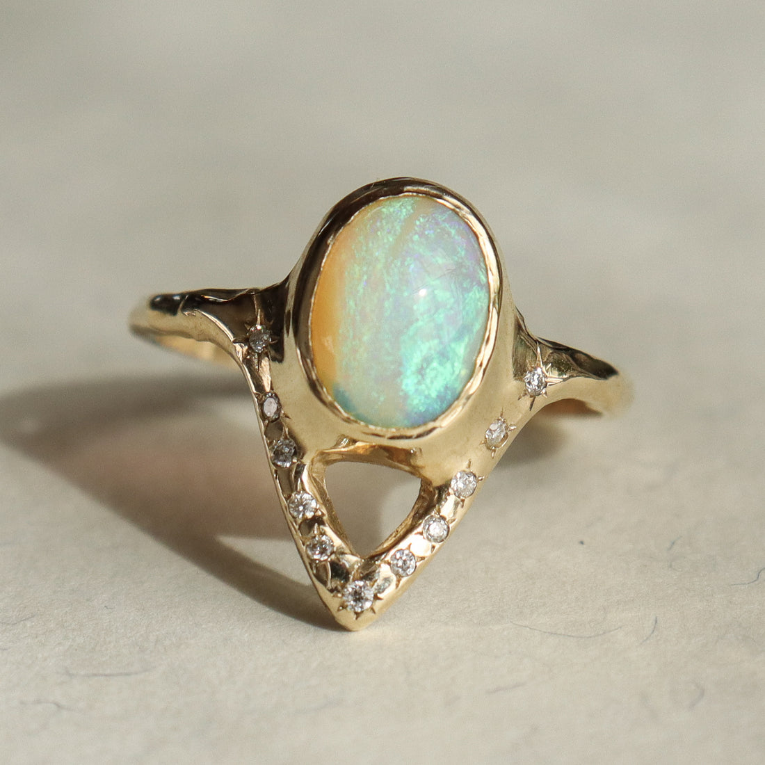 Guardian of the Realm Ring | Opal, Diamonds, 14k Gold