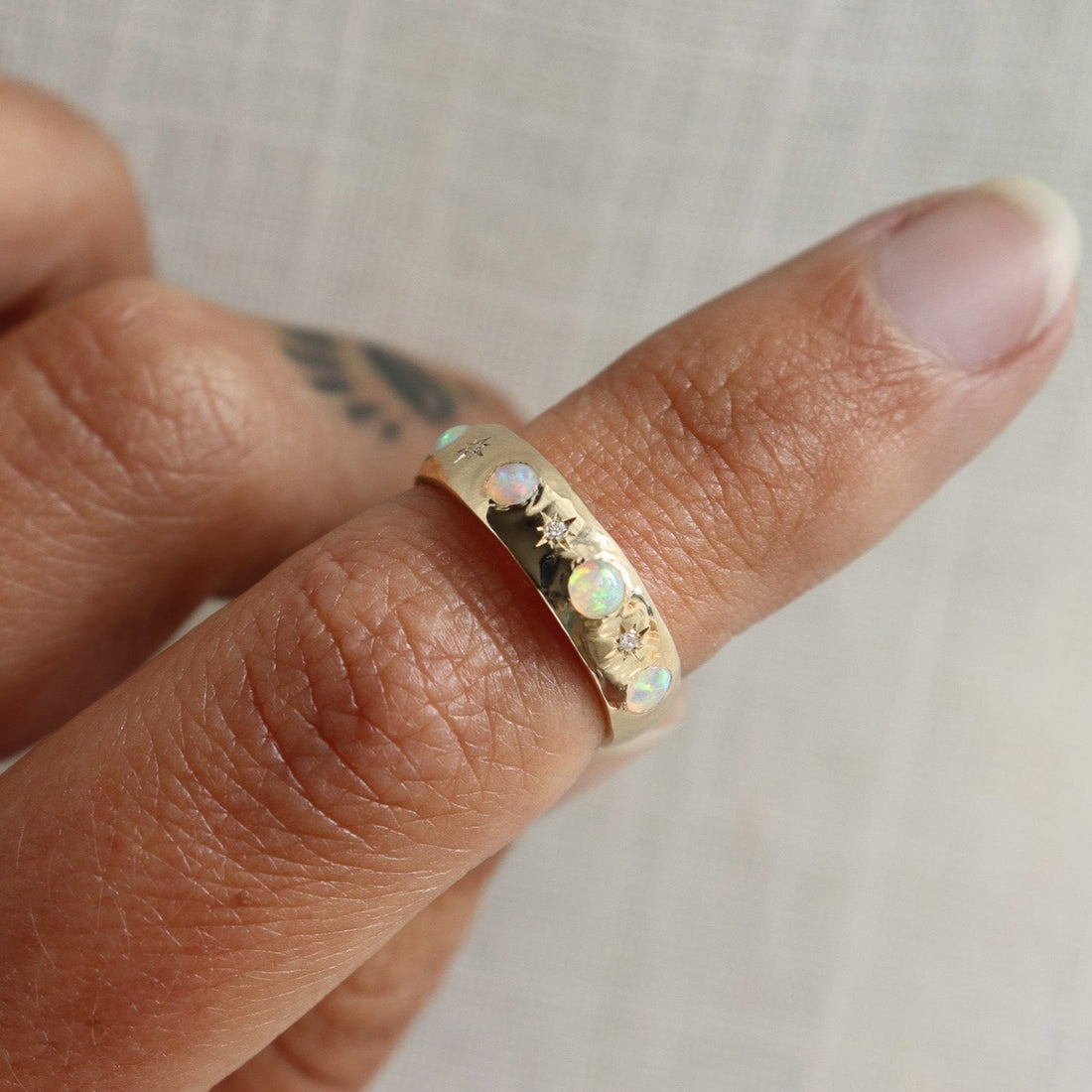 Custom Opal and Diamond Band