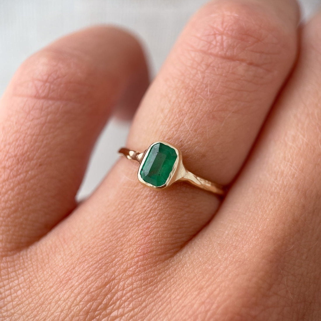 Custom Mini Emerald Moon Ring