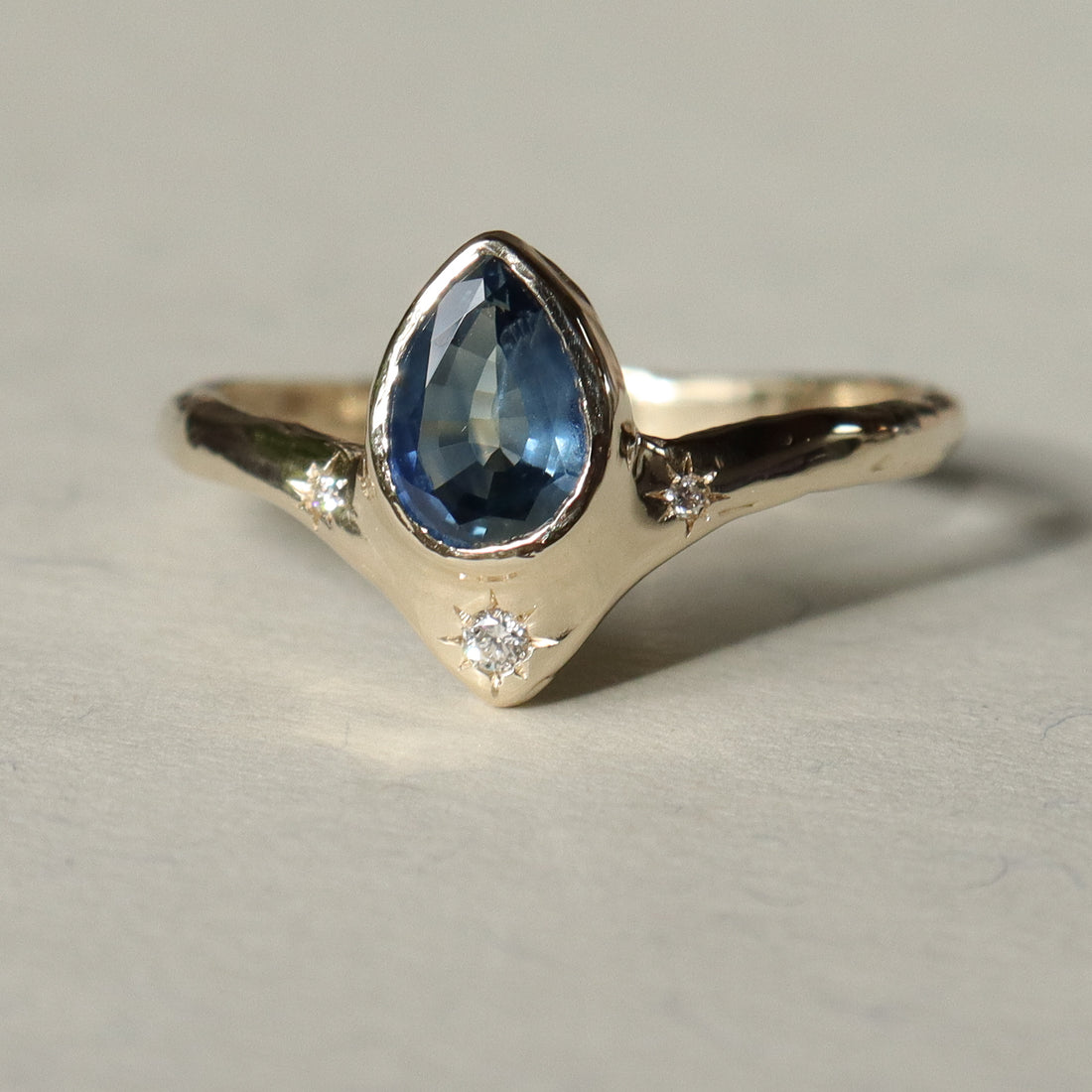 Custom Montana Sapphire Reign of Light Engagement Ring