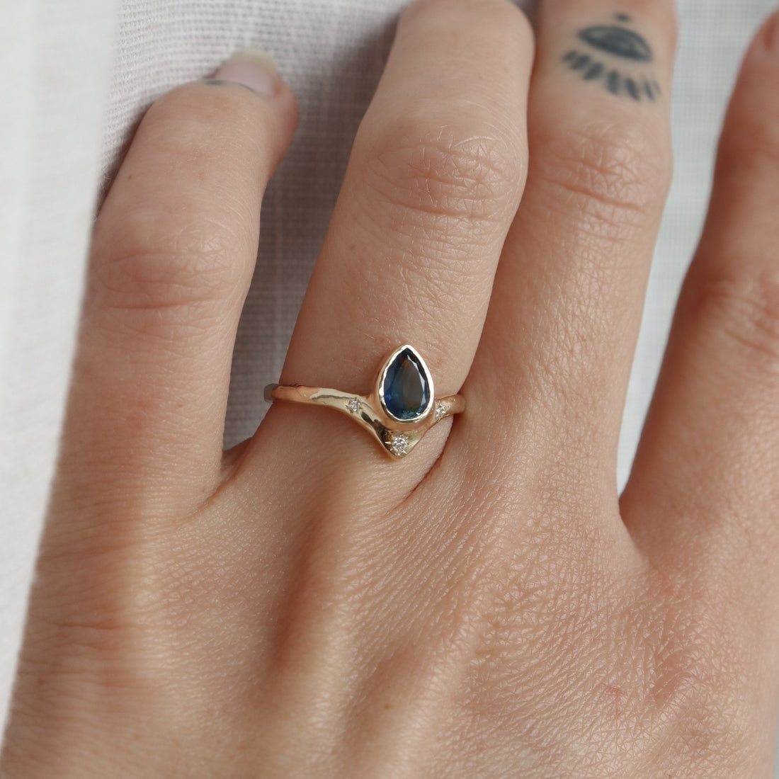 Custom Montana Sapphire Reign of Light Engagement Ring