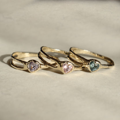 Sapphire Heart Shooting Star Ring | Sapphire, 14k Gold