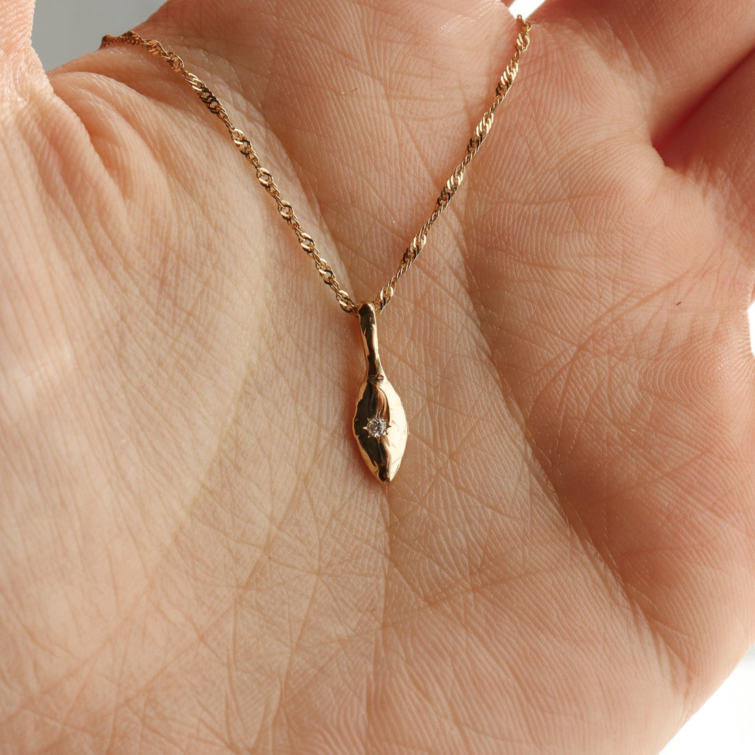 Star Droplet Charm | Diamond, 14k Gold