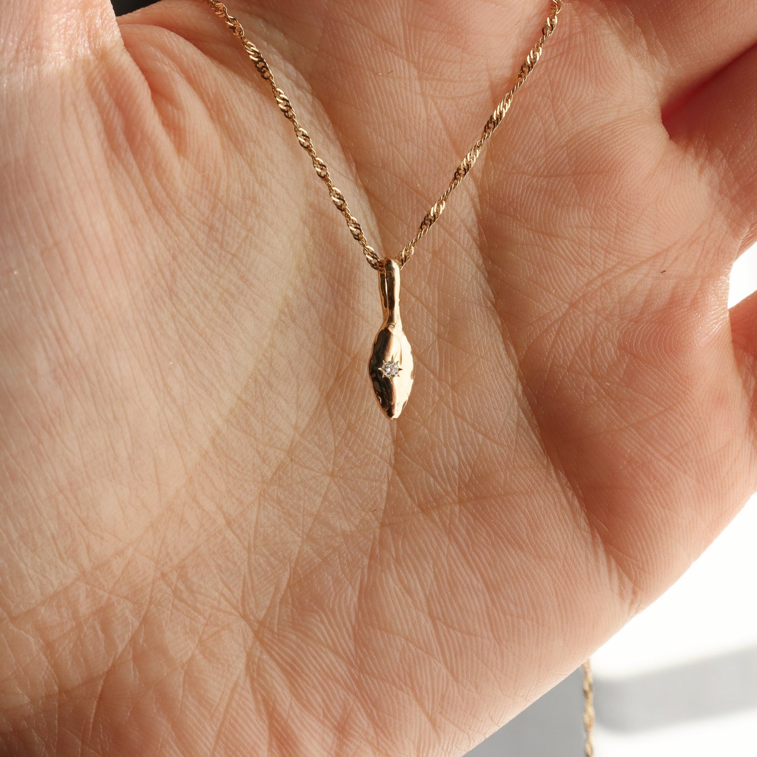 Star Droplet Charm | Diamond, 14k Gold