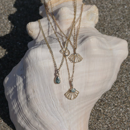 Daughter of the Tide | Droplet Charm, Sky Blue Montana Sapphire, Diamonds, 14k Gold