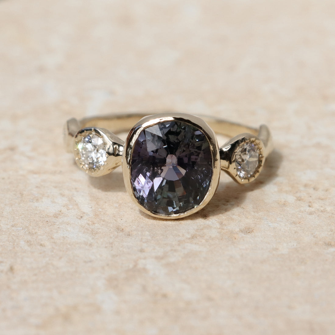 Custom Tanzanite and Diamond Engagement Ring