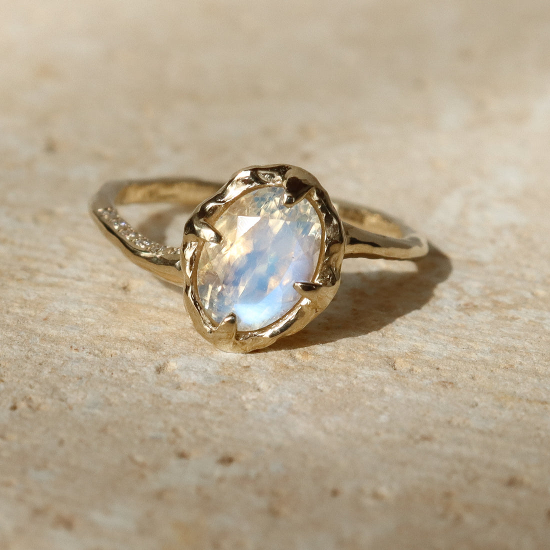 Wake of Stars | Moonstone, Diamonds, 14k Gold