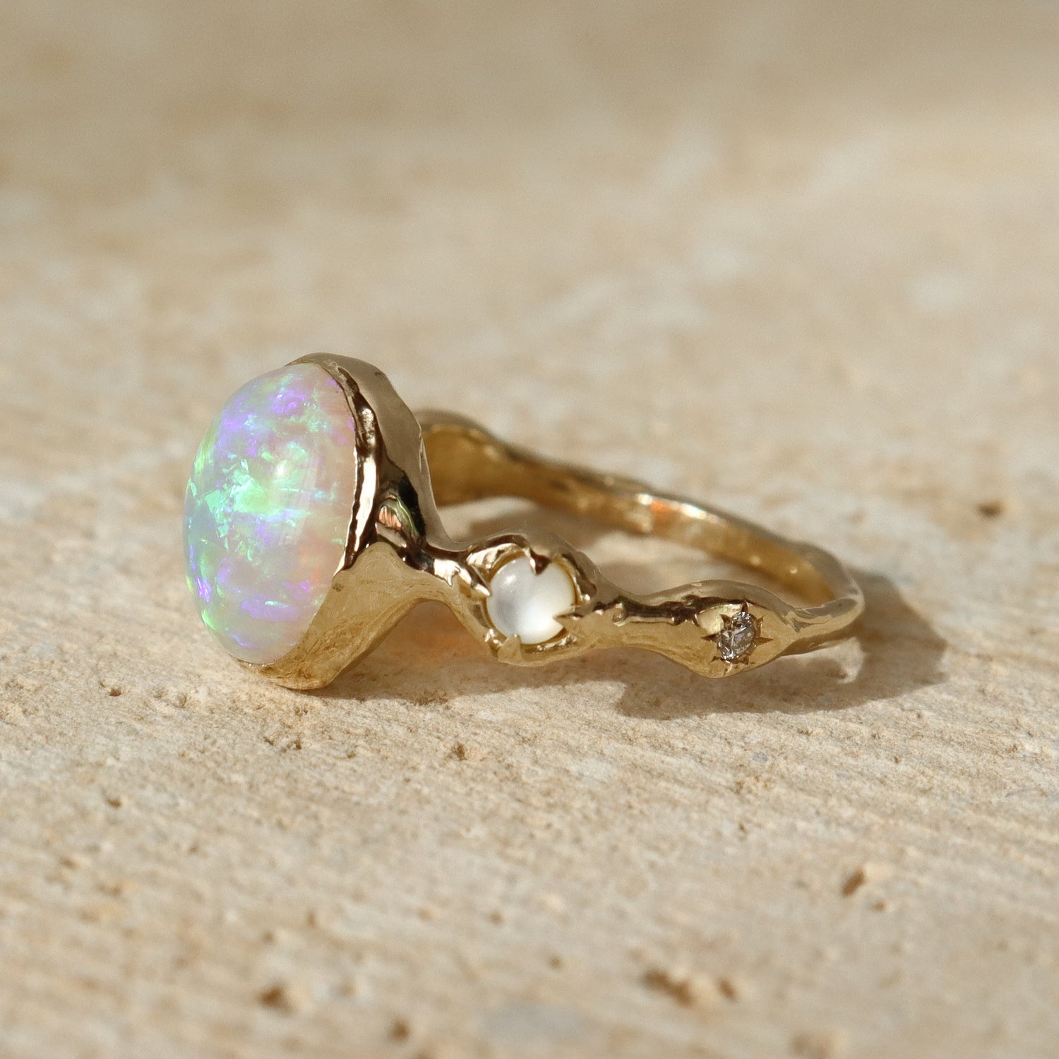Nerida Ring | Opal, MOP, Diamonds, 14k Gold