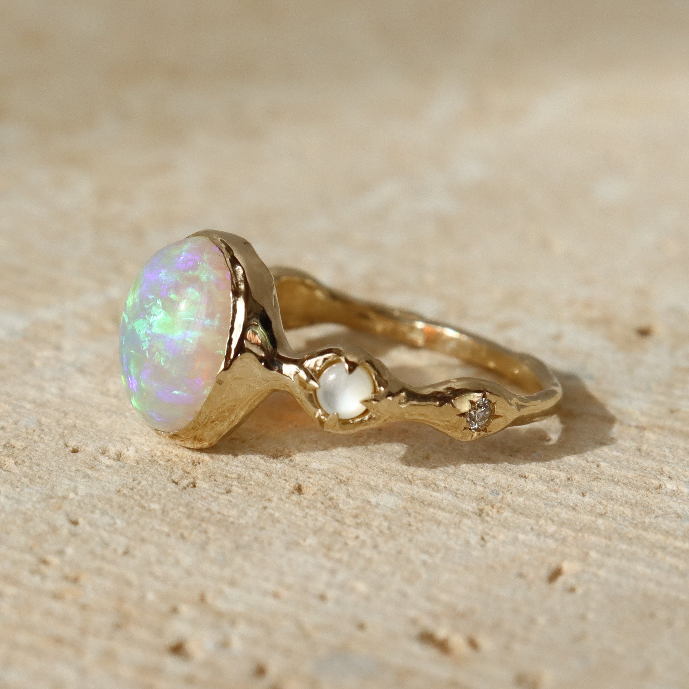 Nerida Ring | Opal, MOP, Diamonds, 14k Gold