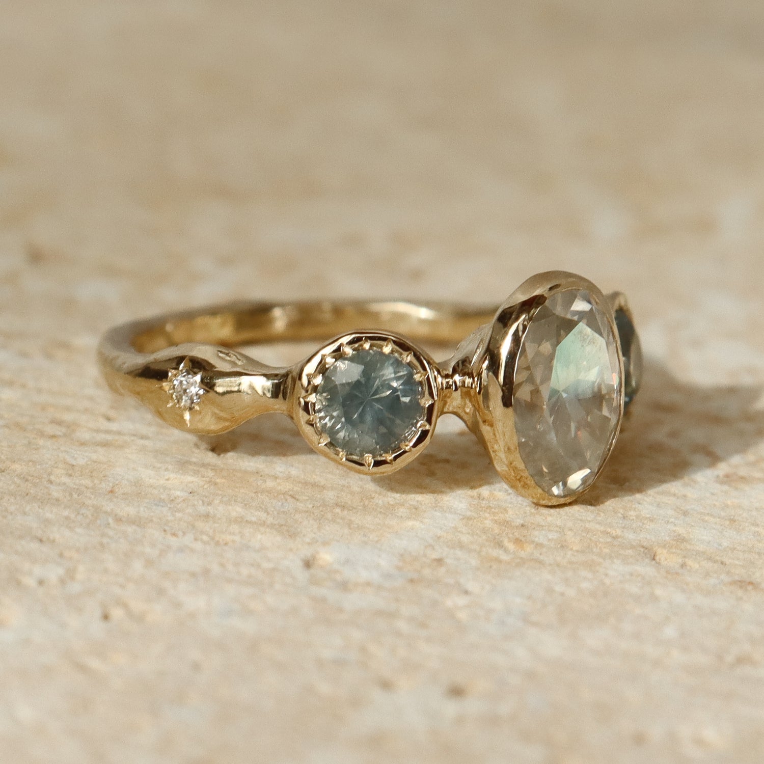 Naiad Ring | Icy Diamond, Montana Sapphires, Diamonds, 14k Gold