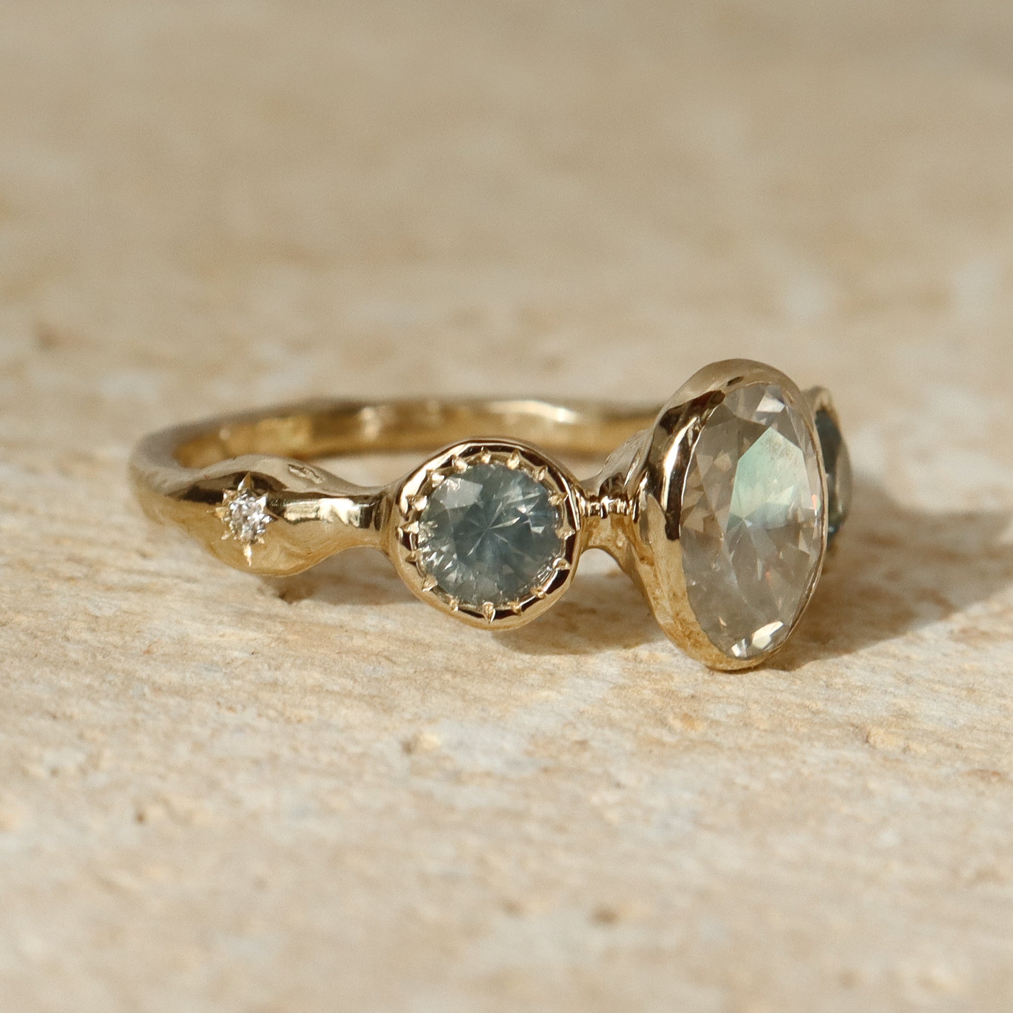 Naiad Ring | Icy Diamond, Montana Sapphires, Diamonds, 14k Gold
