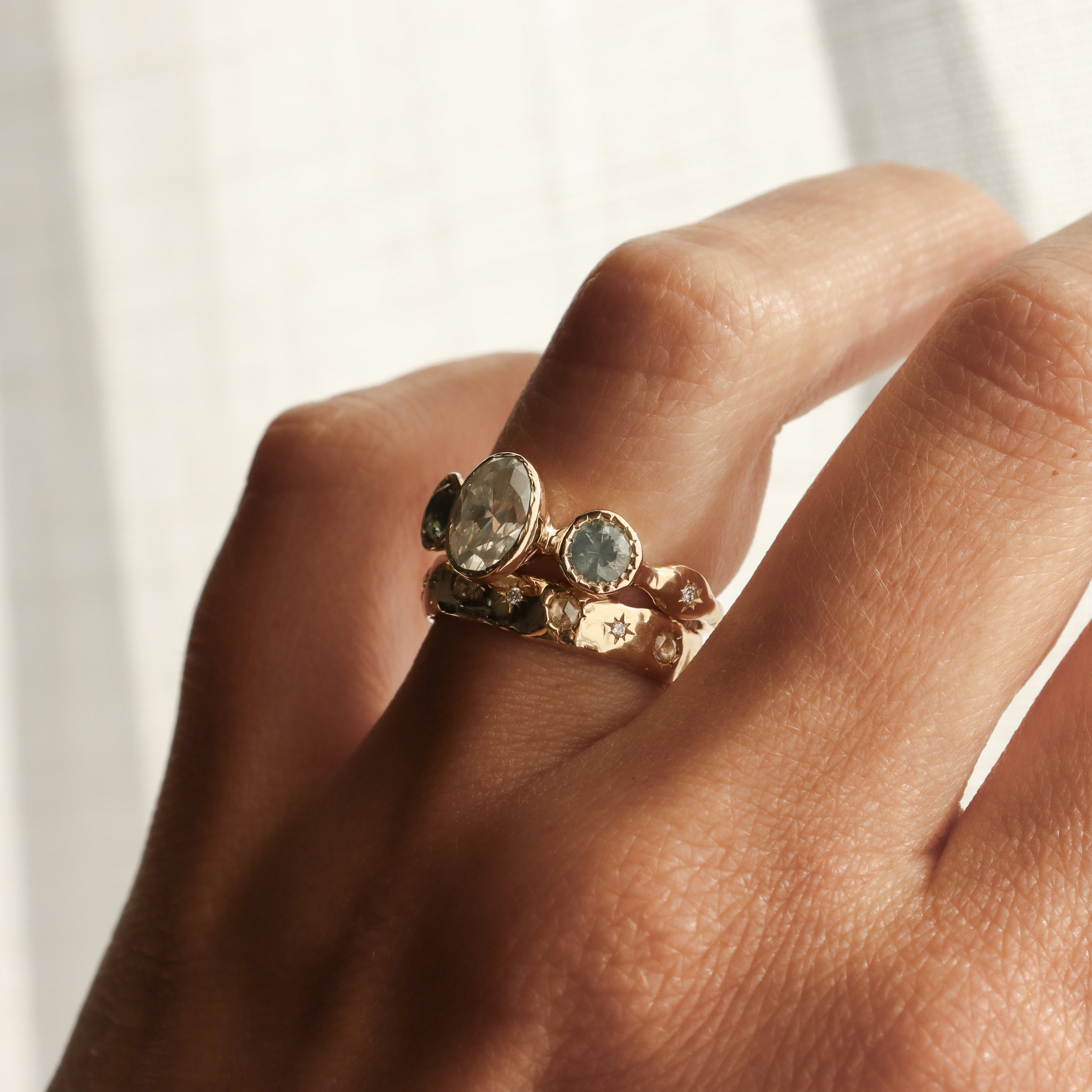 Naiad Ring | Icy Diamond, Montana Sapphires, Diamonds, 14k Gold