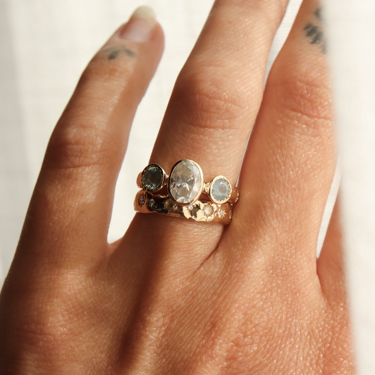 Naiad Ring | Icy Diamond, Montana Sapphires, Diamonds, 14k Gold