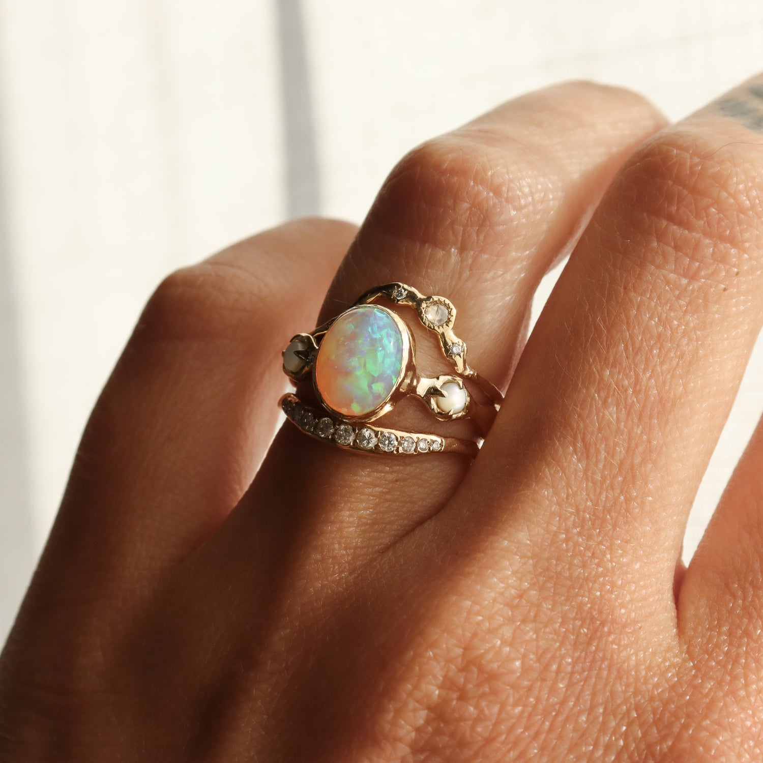 Nerida Ring | Opal, MOP, Diamonds, 14k Gold