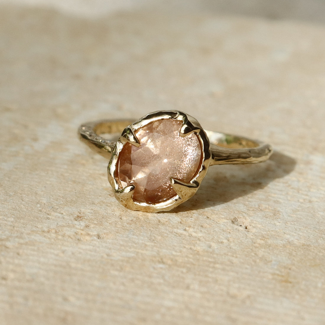 Wake of Stars | Oregon Sunstone, Diamonds, 14k Gold