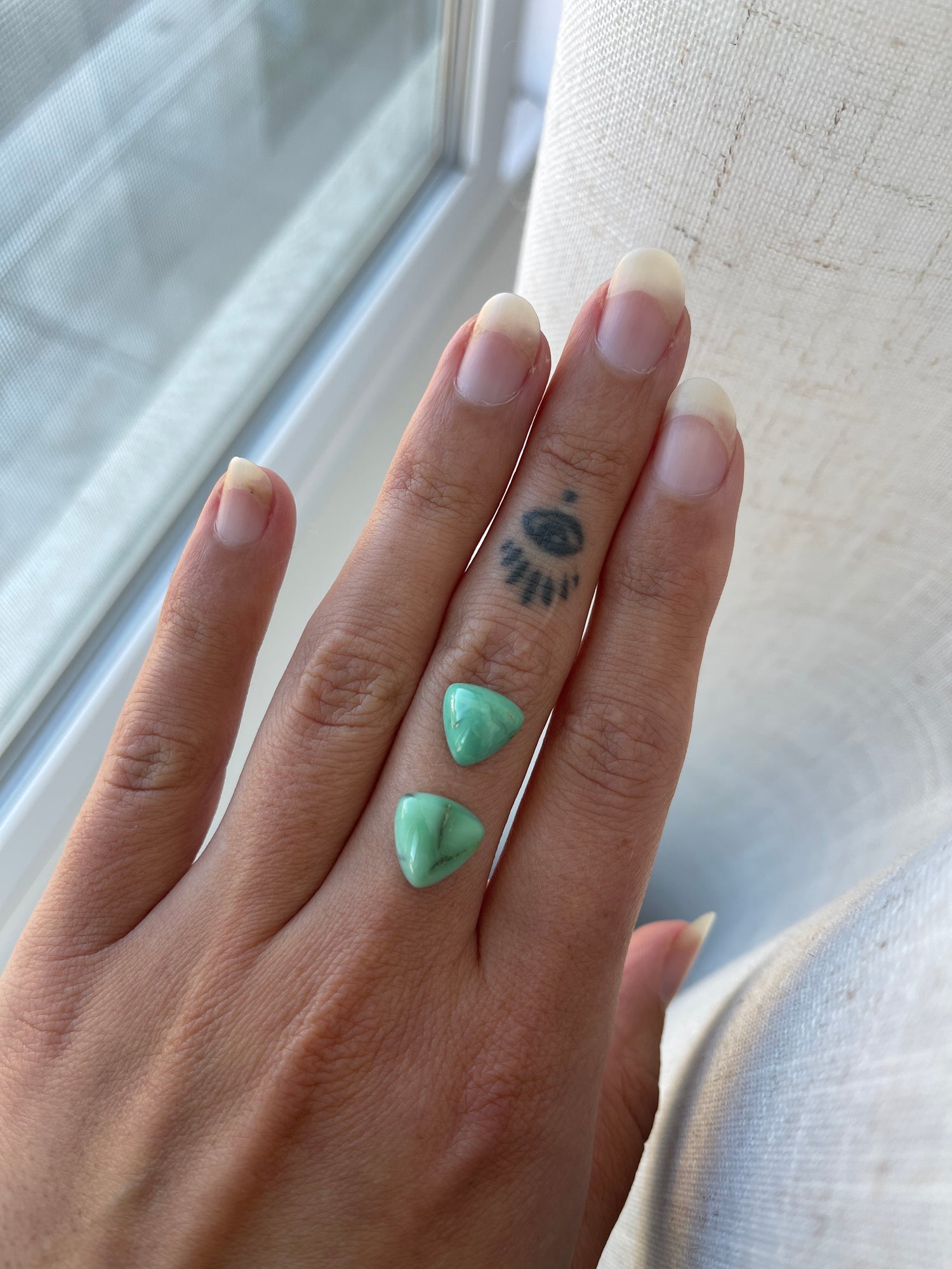 Variscite Trillion with Diamonds Ring | made to order