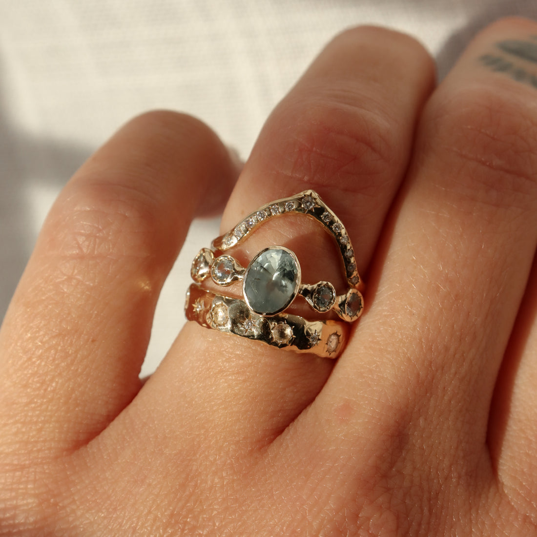 Gwendolyn | Teal Montana Sapphires, 14k Gold