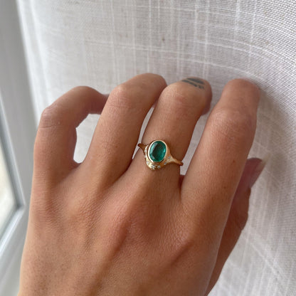 North Star Ring | Emerald and Diamonds, 14k Gold