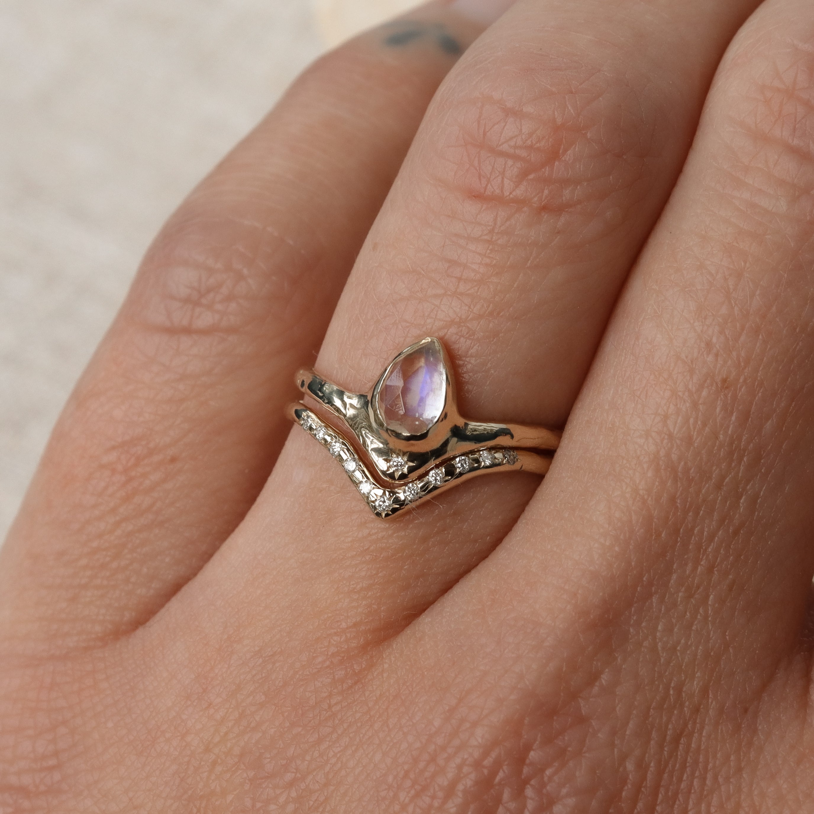 The Reign of Light | Rose Cut Moonstone, Diamond, 14k Gold – From Isla