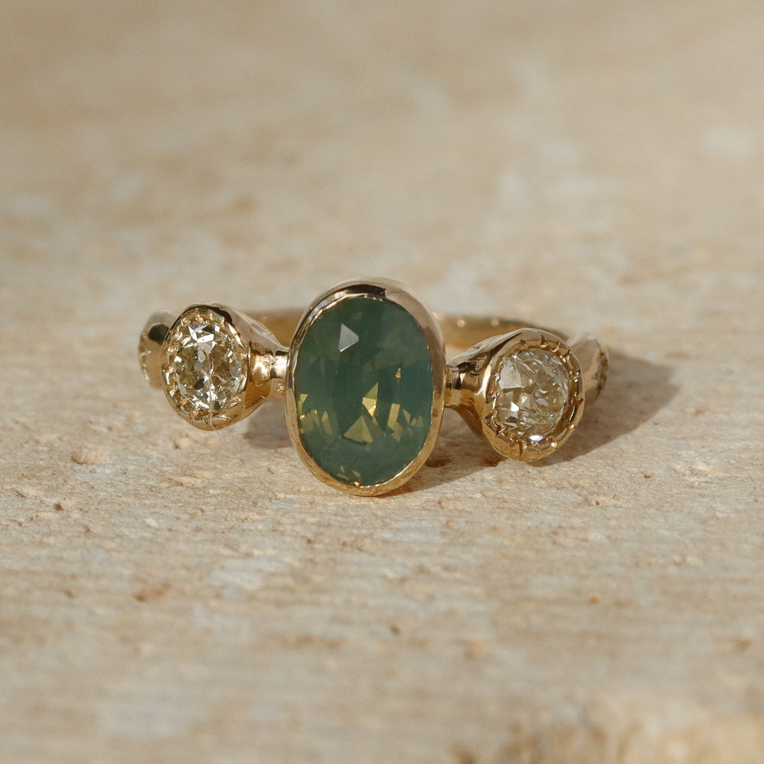 Naiad Ring | Australian Sapphire, Old Mine Diamonds, Diamonds, 14k Gold