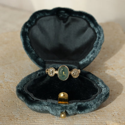 Naiad Ring | Australian Sapphire, Old Mine Diamonds, Diamonds, 14k Gold