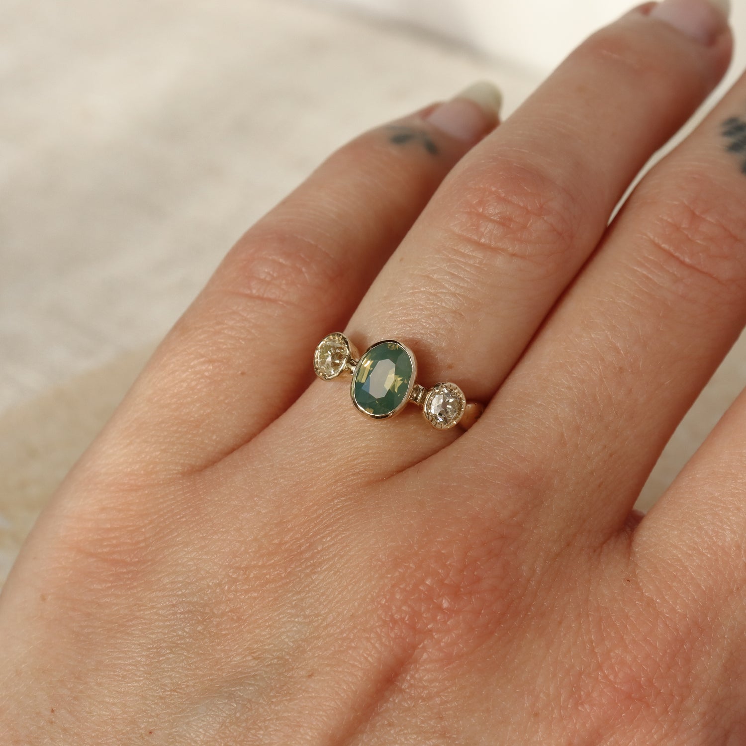 Naiad Ring | Australian Sapphire, Old Mine Diamonds, Diamonds, 14k Gold