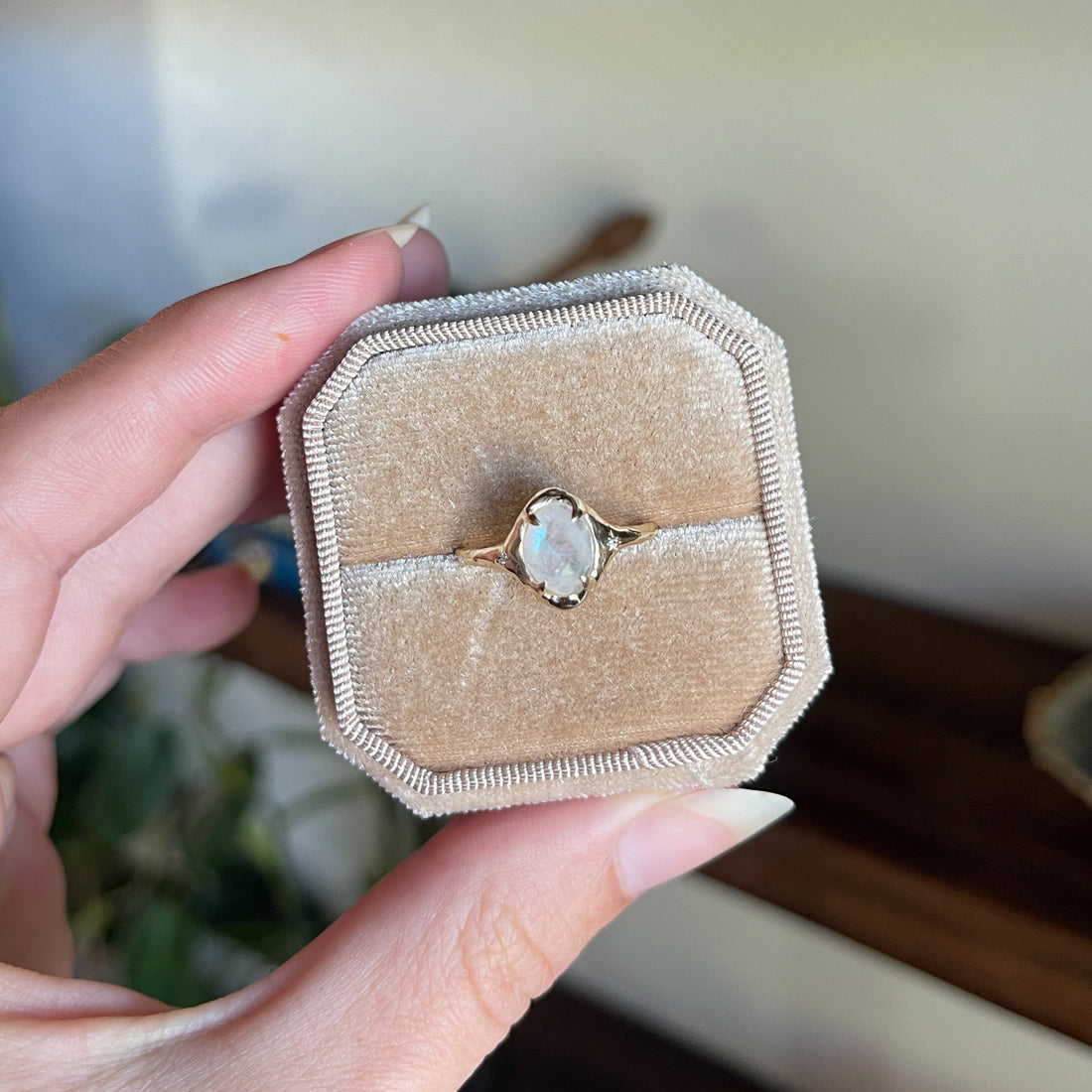 Custom Moonstone Engagement Ring