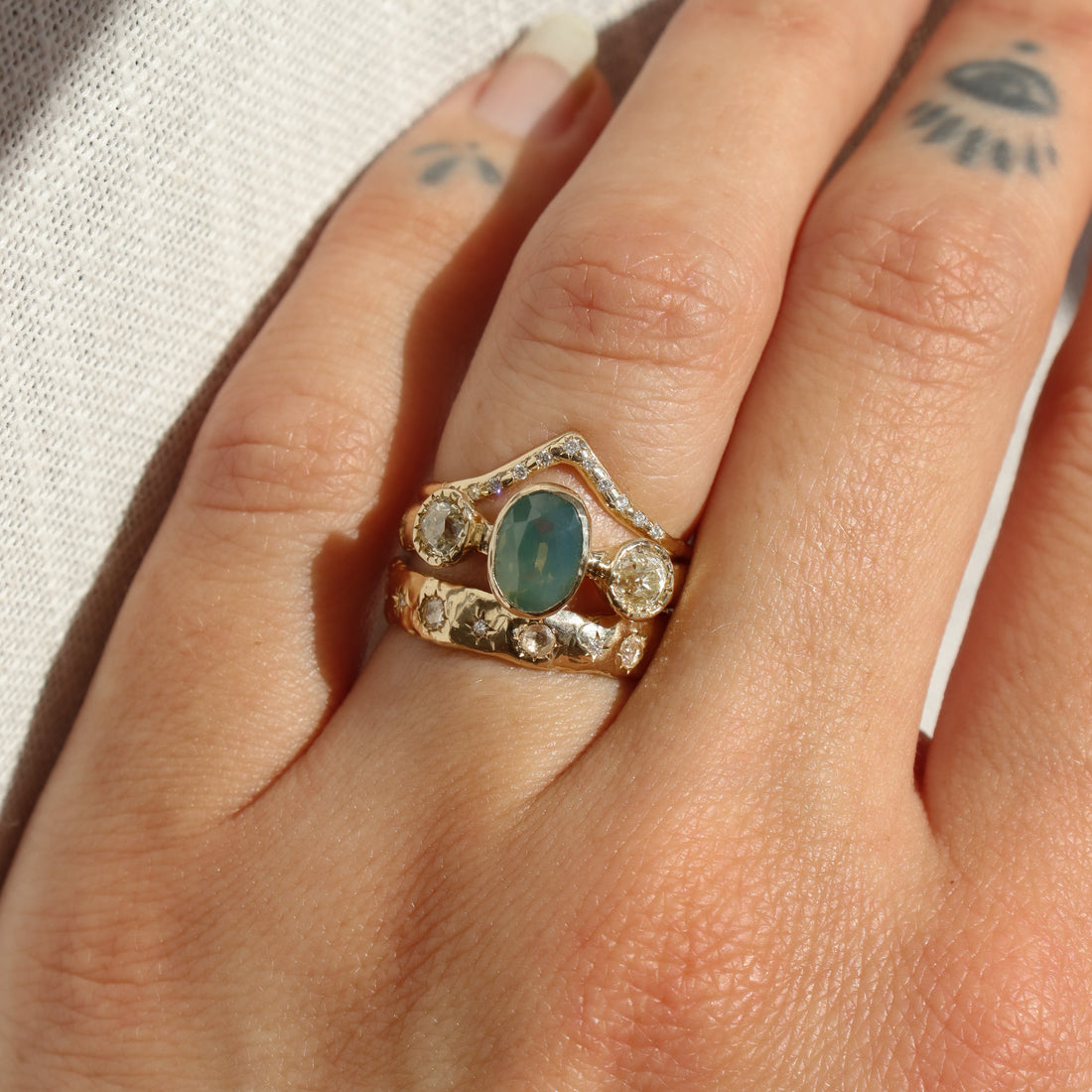 Naiad Ring | Australian Sapphire, Old Mine Diamonds, Diamonds, 14k Gold