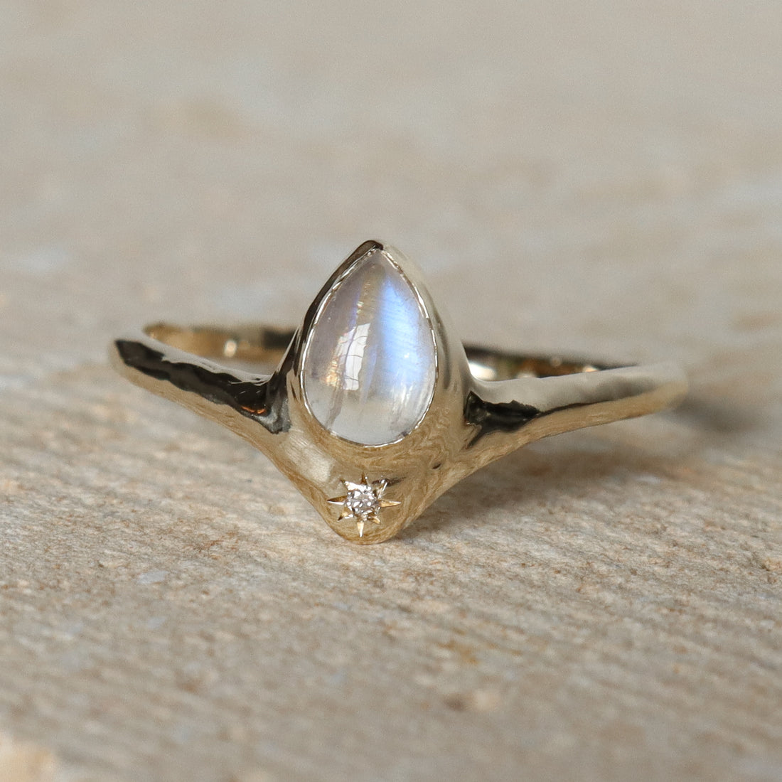 The Reign of Light | Smooth Moonstone, Diamond, 14k Gold