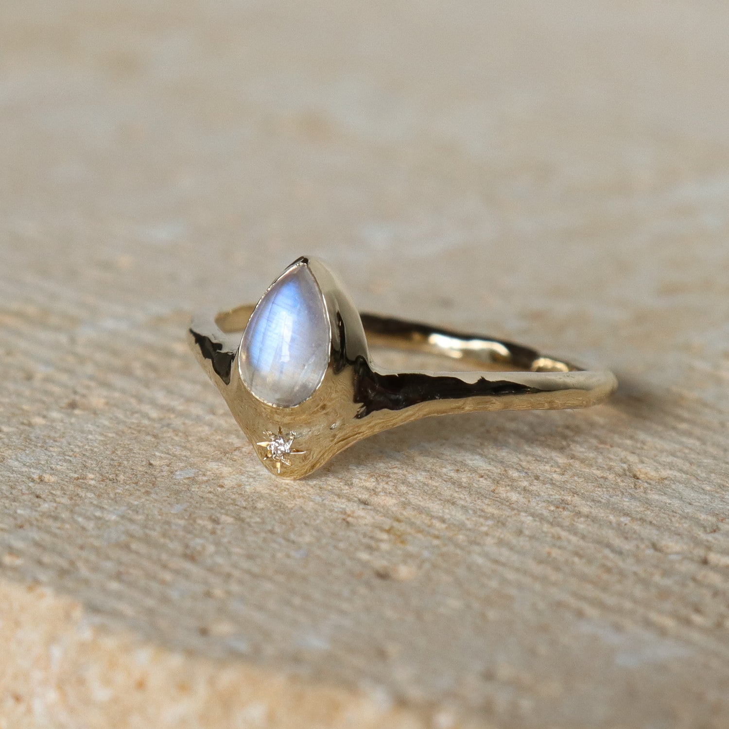 The Reign of Light | Smooth Moonstone, Diamond, 14k Gold