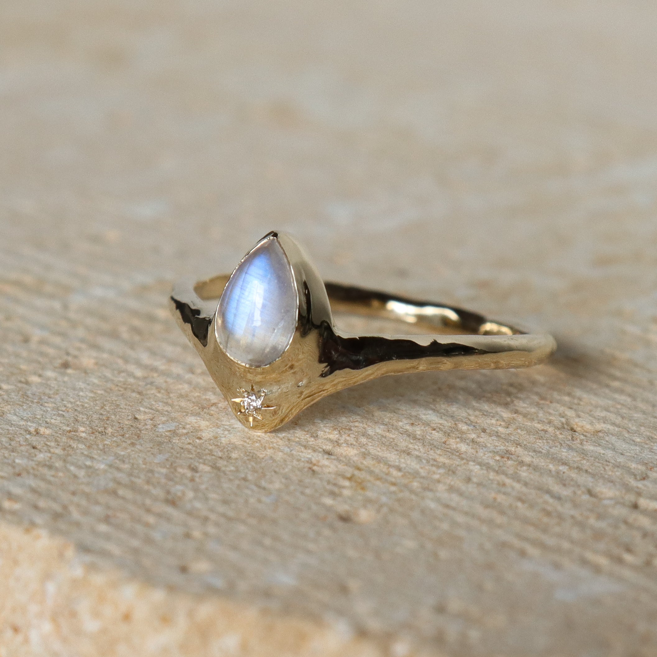 The Reign of Light | Smooth Moonstone, Diamond, 14k Gold
