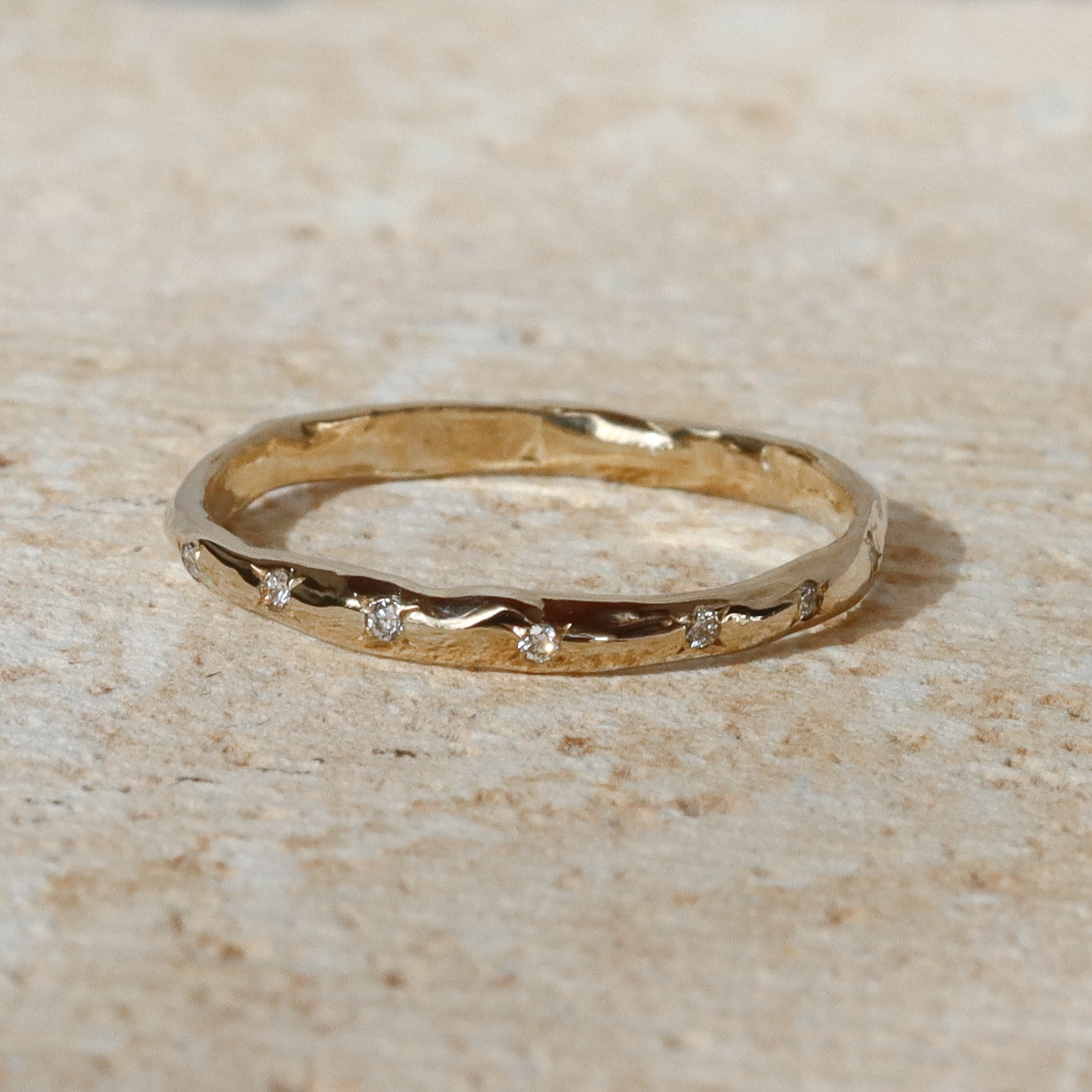 The Isle Band | Diamond Studded, 14k Gold