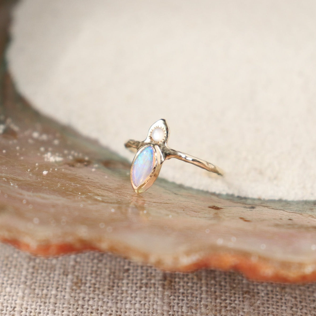 Tidal Treasure Ring | Mother of Pearl, Opal, 14k Gold