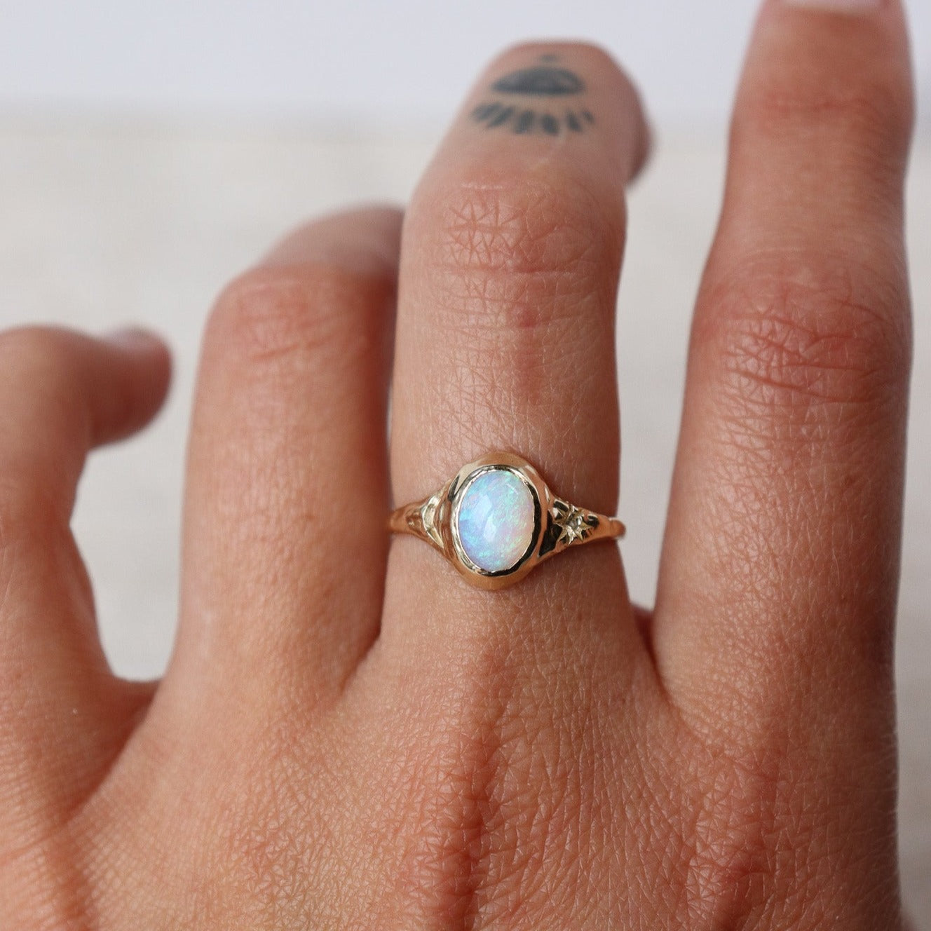 Custom Opal Sun and Moon Ring