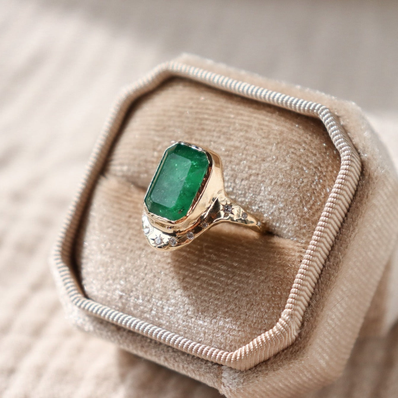 Custom Emerald and Diamond Ring