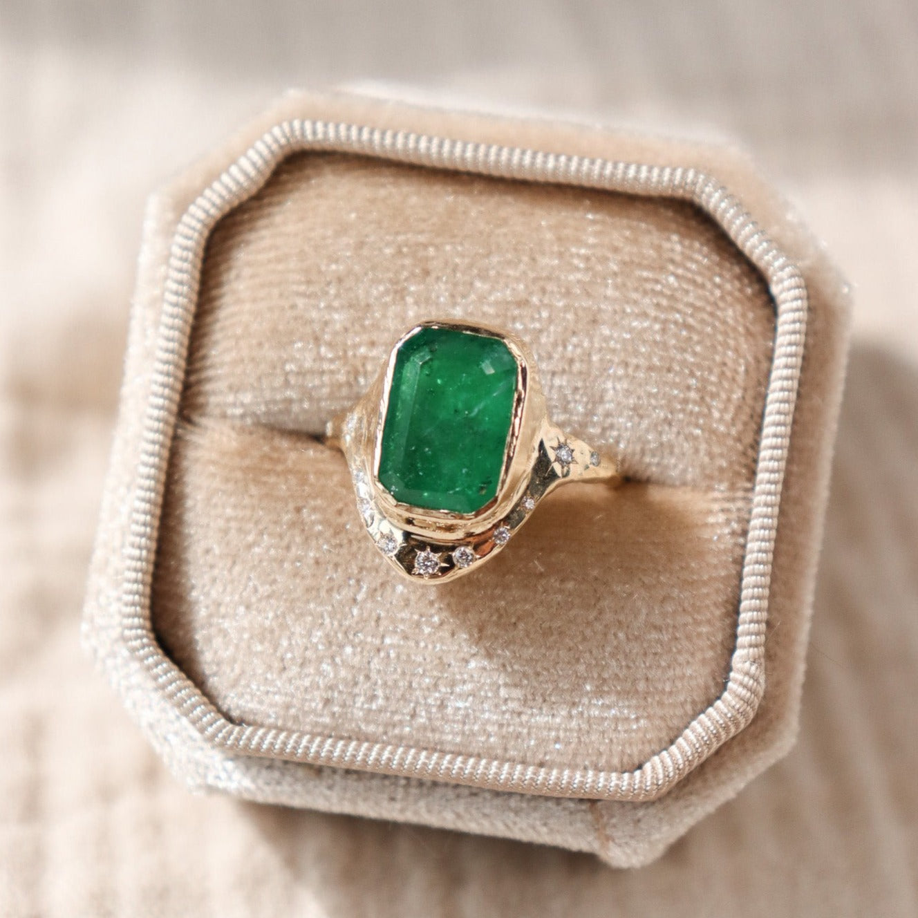 Custom Emerald and Diamond Ring