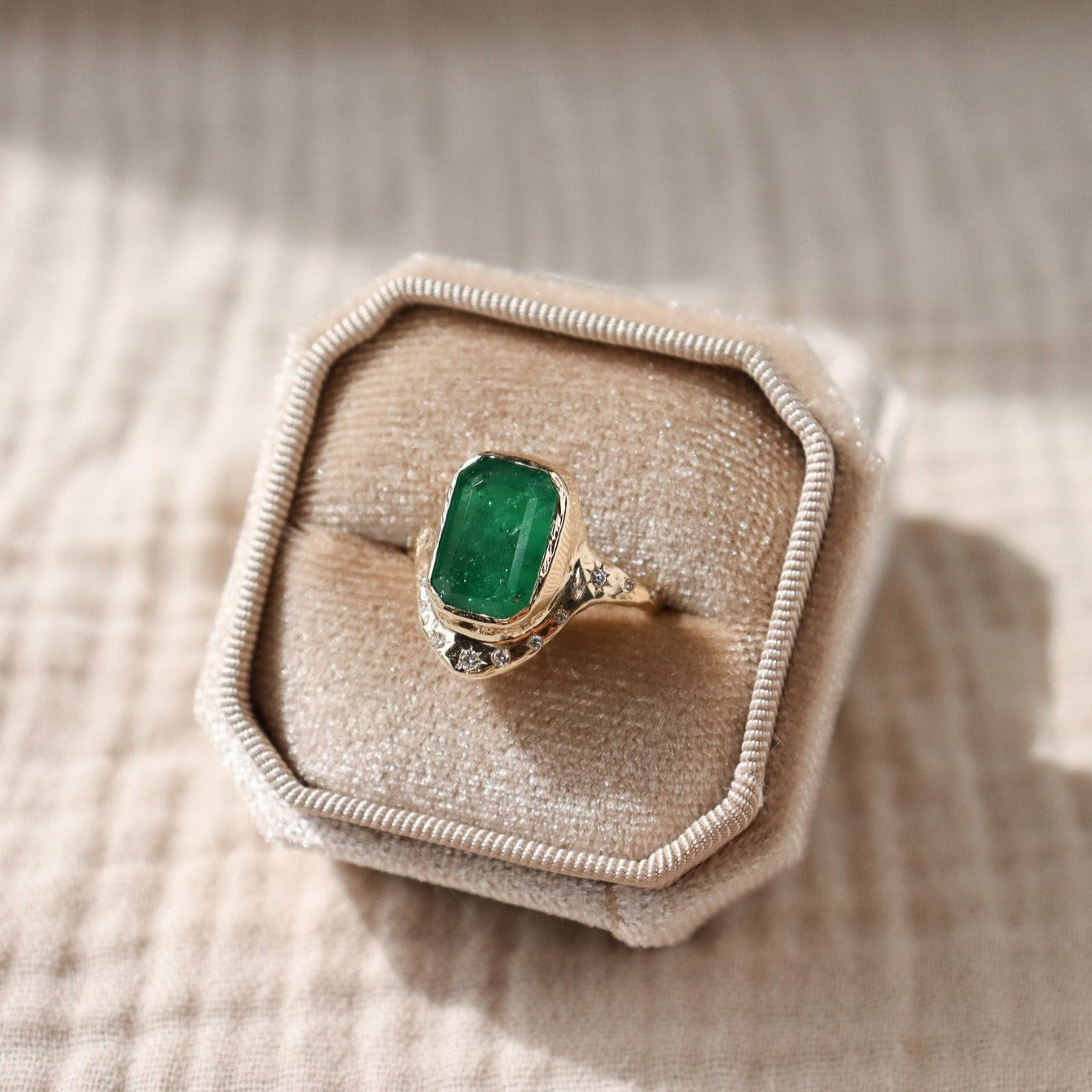 Custom Emerald and Diamond Ring