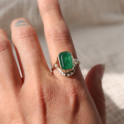 Custom Emerald and Diamond Ring