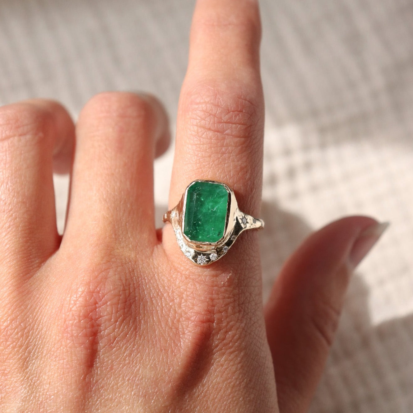 Custom Emerald and Diamond Ring