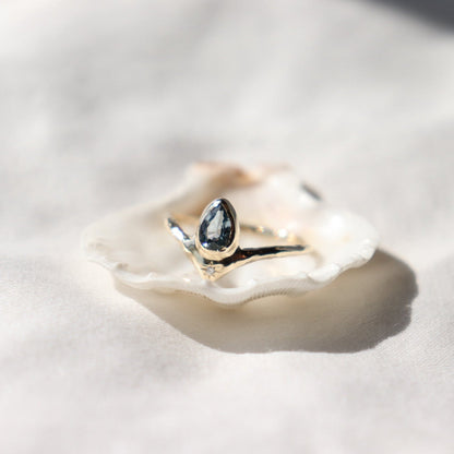 Custom Blue Sapphire Reign of Light Ring and Diamond Stacking Band