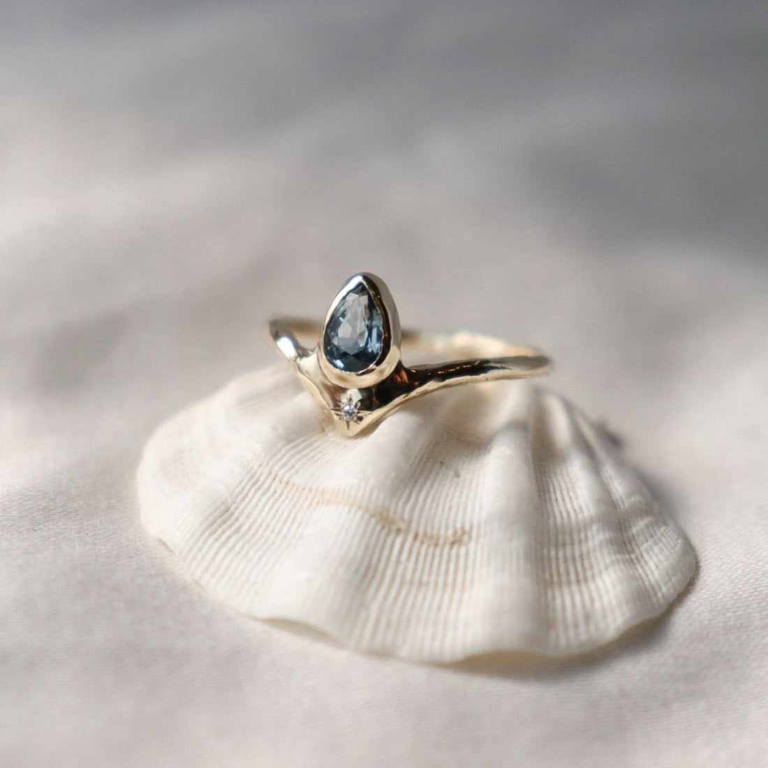 Custom Blue Sapphire Reign of Light Ring and Diamond Stacking Band