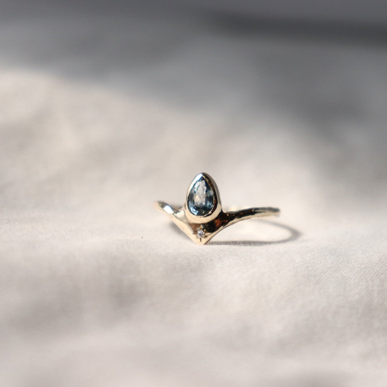 Custom Blue Sapphire Reign of Light Ring and Diamond Stacking Band