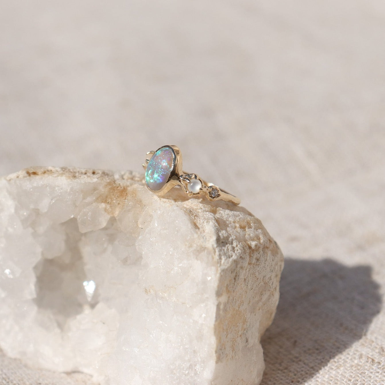 Nerida Ring | Opal, MOP, Diamonds, 14k Gold