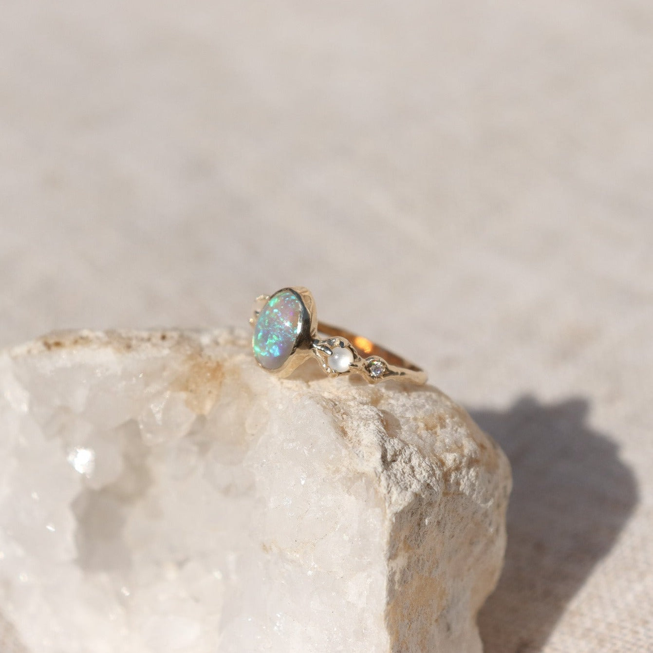 Nerida Ring | Opal, MOP, Diamonds, 14k Gold