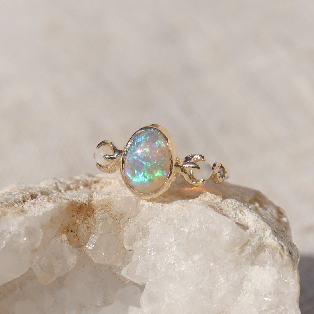 Nerida Ring | Opal, MOP, Diamonds, 14k Gold